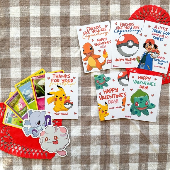Pokémon Cards and Stickers for Class Valentine Exchange (1 DAY TURNAROUND) - Picture 1 of 3
